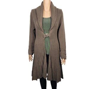 Berretti Women's Made in Italy Wool Blend Long Open Boho Sweater Size Medium